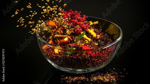 Stunning Quinoa Salad Bowl with Colorful Grains and Seeds