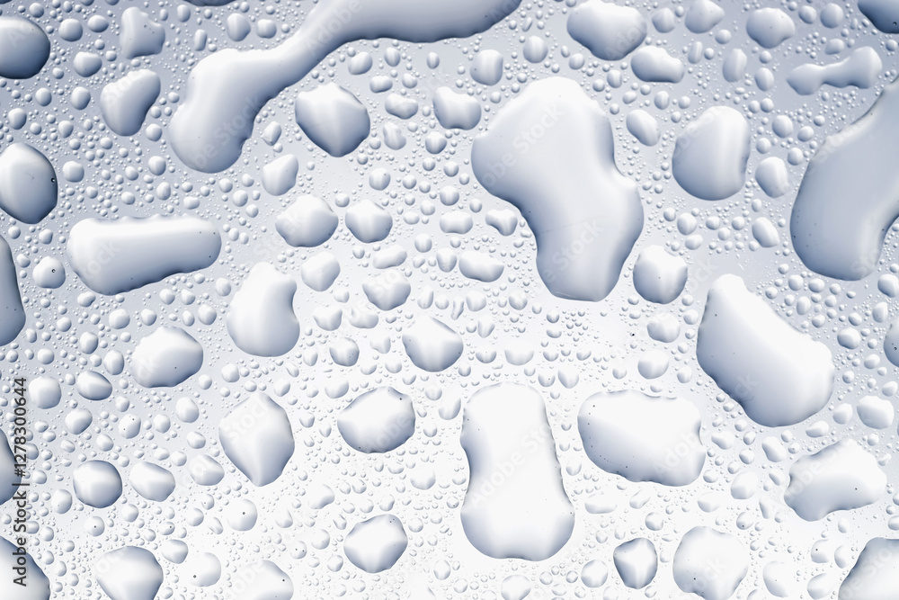 Water drops on light glass surface, top view Water drops on light glass surface, top view