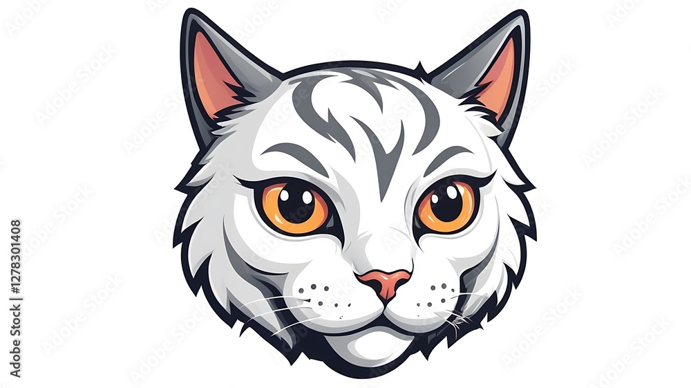 Obraz premium Playful Cat Mascot Logo with a Fun and Friendly Expression on a Clean White Background