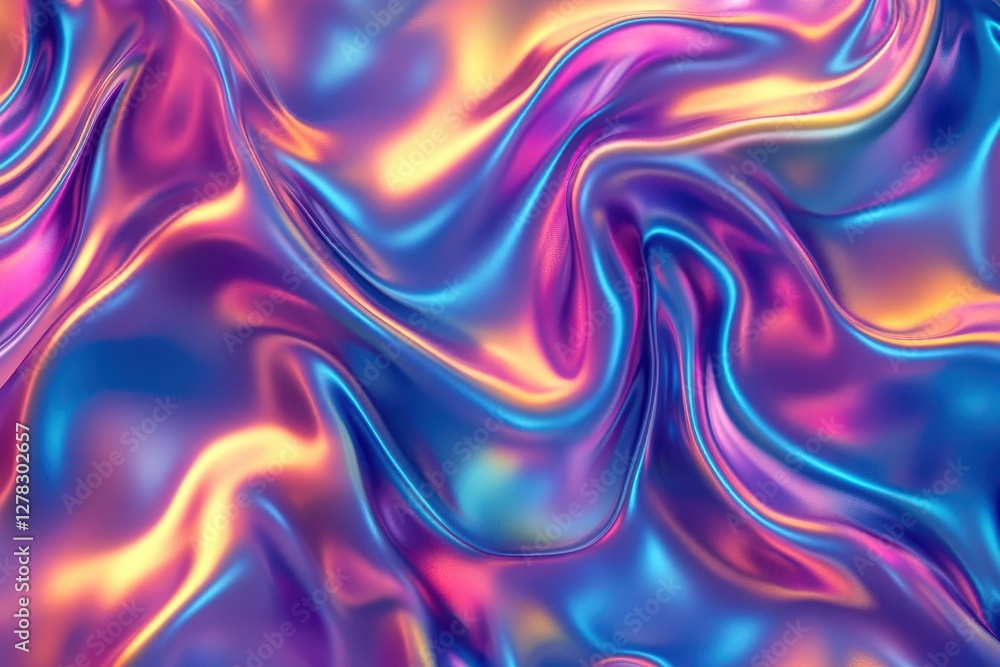 abstract digital wave pattern in iridescent holographic colors, flowing liquid metal texture, seamless design with prismatic light effects abstract digital wave pattern in iridescent holographic colors, flowing liquid metal texture, seamless design with prismatic light effects