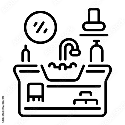 Bathroom basin icon in line style 