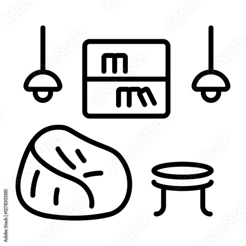 A line style icon of bean bag 