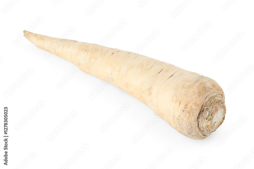 One raw parsley root isolated on white One raw parsley root isolated on white