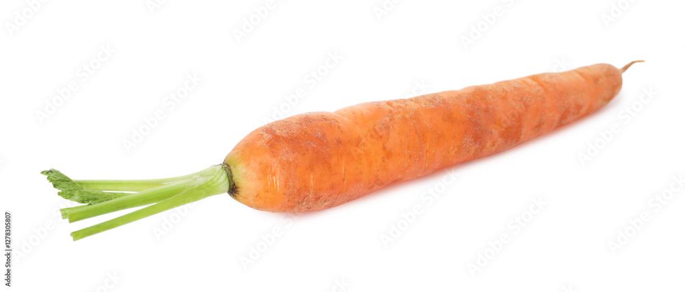 One fresh carrot isolated on white. Root vegetable One fresh carrot isolated on white. Root vegetable