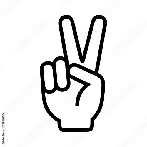 Hand making peace sign outline icon for victory and freedom