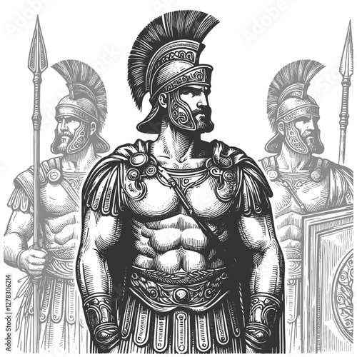 Ancient Roman Warrior with Spear and Shield vector
