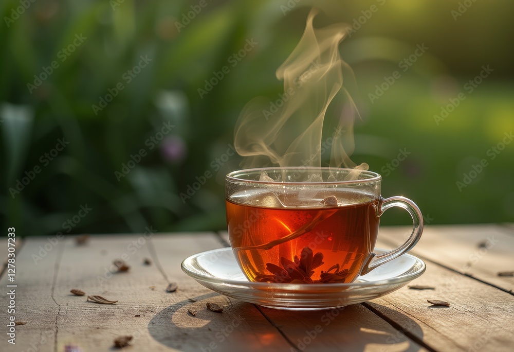 Glass of Steaming Tea Glass of Steaming Tea
