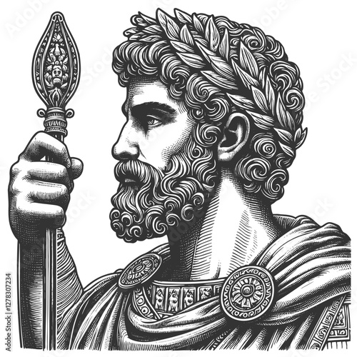 Ancient Roman Emperor Portrait vector illustration