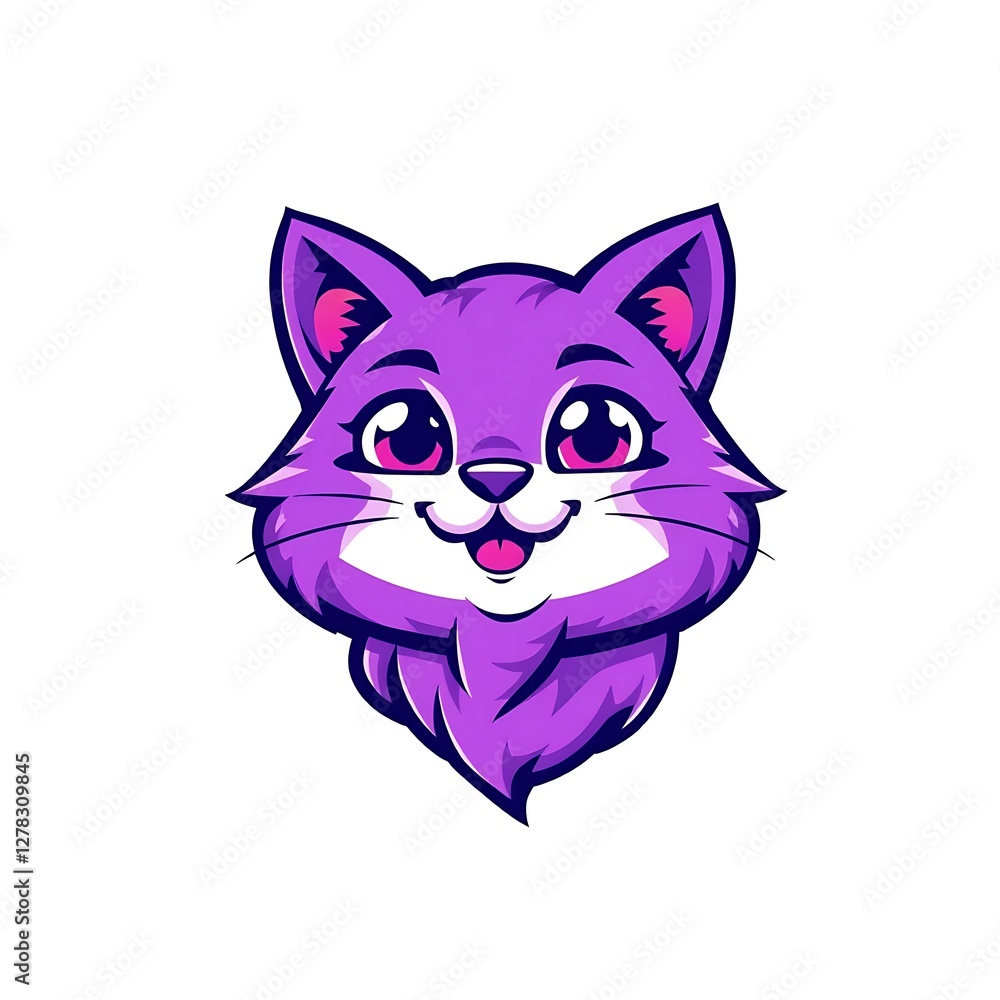 Playful Cat Mascot Logo with a Fun and Friendly Expression on a Clean White Background Playful Cat Mascot Logo with a Fun and Friendly Expression on a Clean White Background