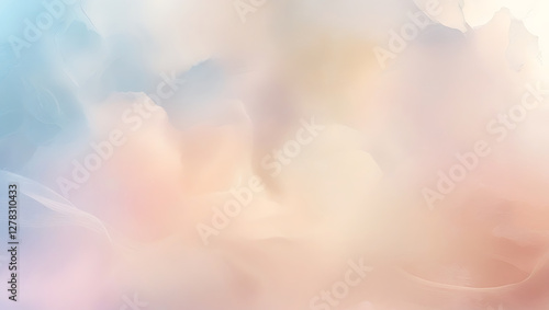 Dreamy Watercolor Abstract Background with Soft Pastel Clouds in Shades of Blue, Pink, and Yellow – Gentle Fluid Texture for Art, Design, and Creative Projects