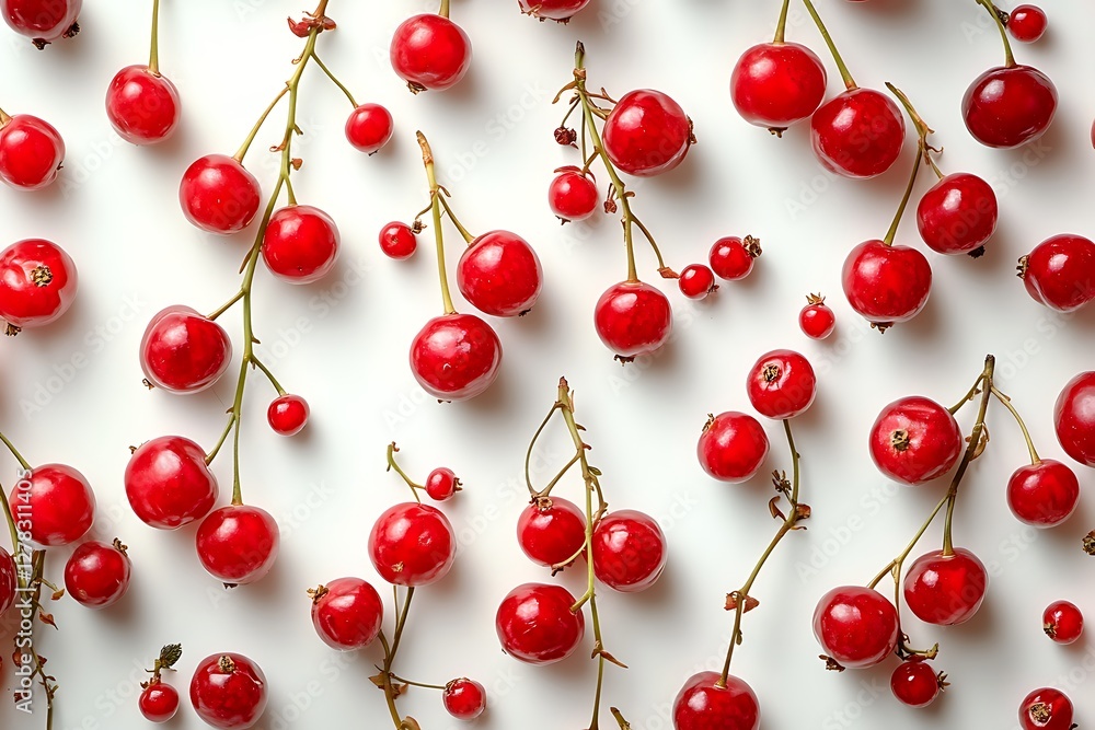 Red Currants Arranged on White Background Red Currants Arranged on White Background