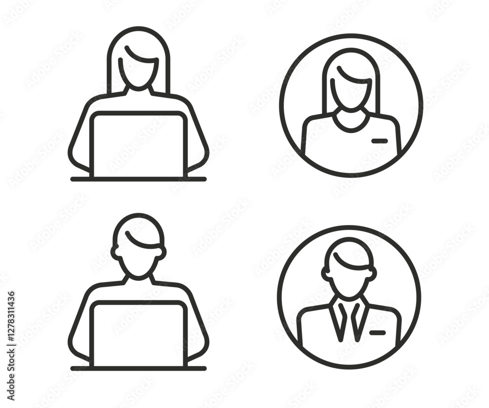 businessmen and businesswomen line icon stock illustration businessmen and businesswomen line icon stock illustration