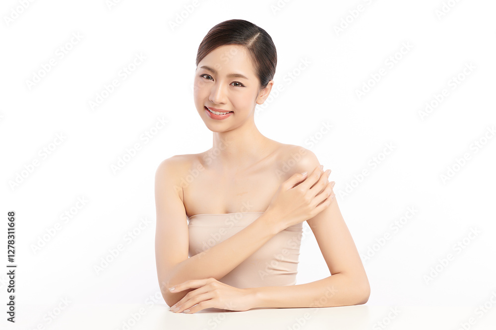 Beautiful young asian woman with clean fresh skin on white background, Face care, Facial treatment, Cosmetology, beauty and spa, Asian women portrait. Beautiful young asian woman with clean fresh skin on white background, Face care, Facial treatment, Cosmetology, beauty and spa, Asian women portrait.