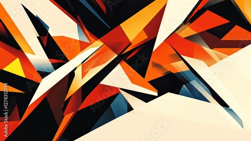 Wallpaper Mural A dynamic composition of sharp triangles and rectangles layered over each other, creating an edgy, energetic design with contrasting colors Torontodigital.ca