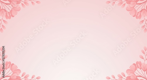 Soft pink and white pastel gradient with floral corner decorations and elegant empty space for text