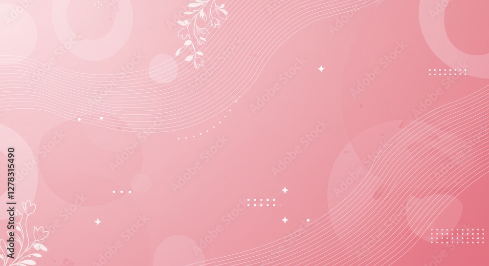 Soft pink geometric abstract background with delicate lines and floral accents Soft pink geometric abstract background with delicate lines and floral accents