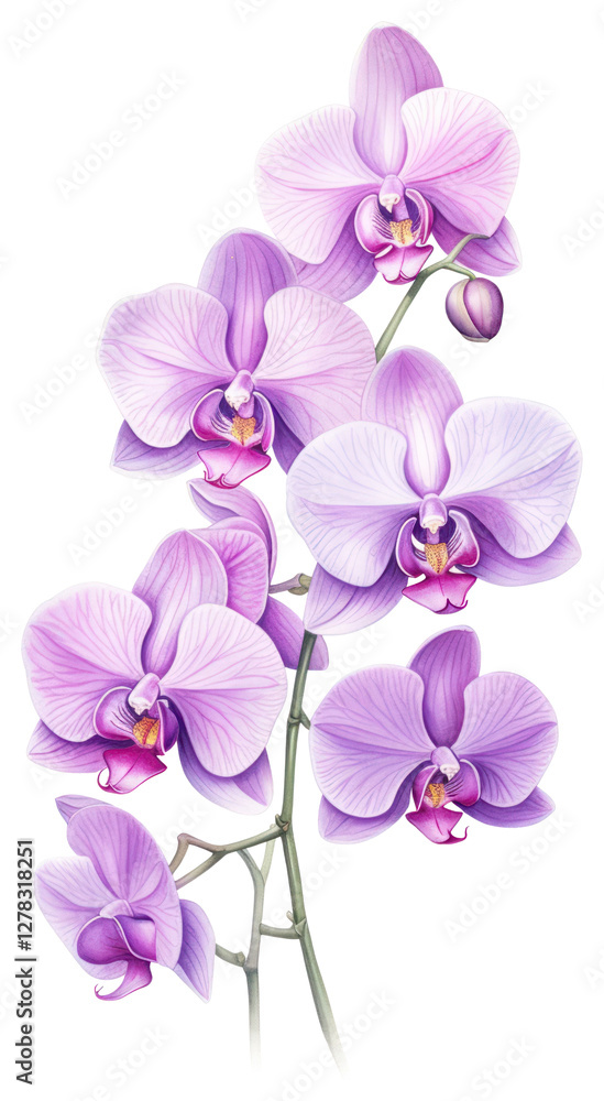 Obraz premium PNG Purple Orchid branch orchid illustration botanical.