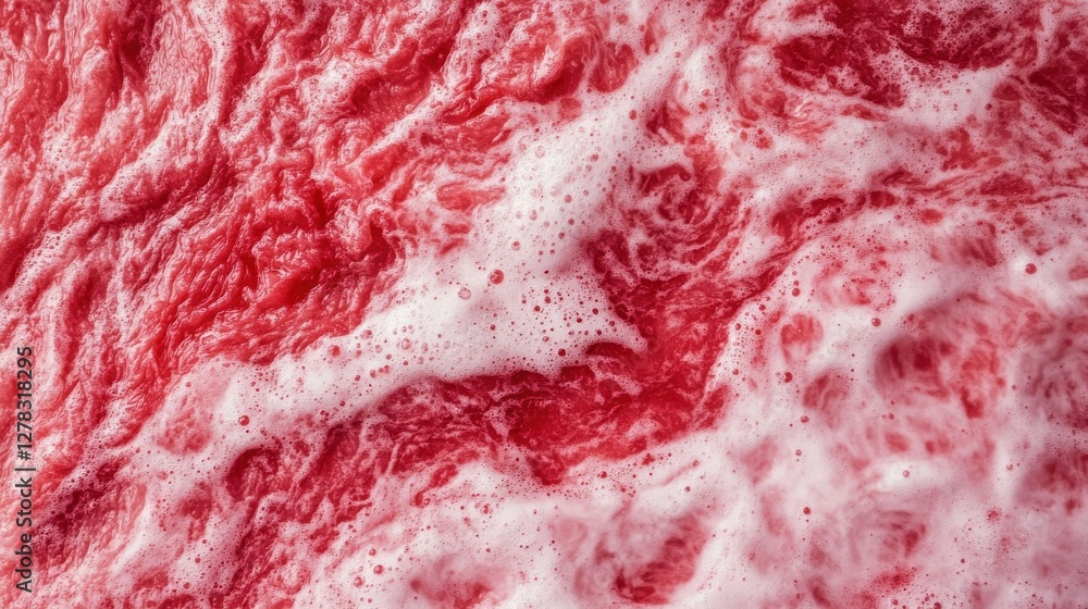 A vibrant, swirling mixture of red and white, resembling a frothy beverage or liquid, creates an abstract and visually engaging pattern. A vibrant, swirling mixture of red and white, resembling a frothy beverage or liquid, creates an abstract and visually engaging pattern.