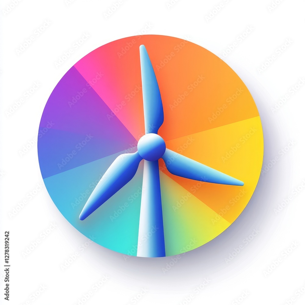 Obraz premium Colorful Wind Turbine Icon for Sustainable Energy