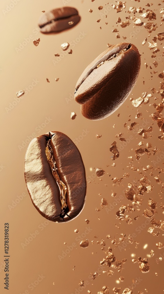 Golden Coffee Beans in Motion: A Stunning Visual Feast Golden Coffee Beans in Motion: A Stunning Visual Feast