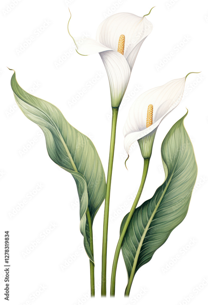Obraz premium PNG Calla branch illustration botanical flower.