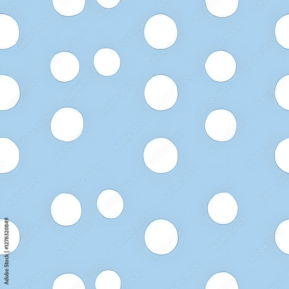 Seamless pattern of white polka dots on a light blue background. Seamless pattern of white polka dots on a light blue background.