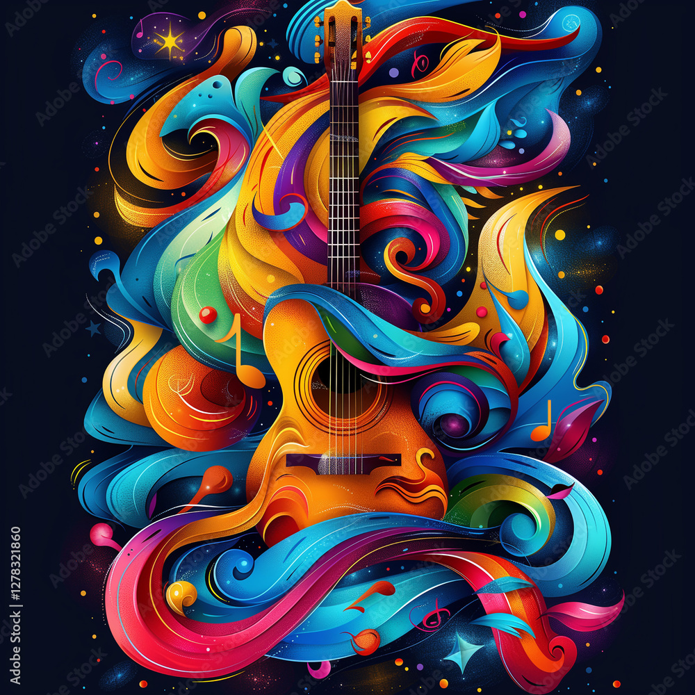 Collage of musical instruments superimposed in abstract patterns Collage of musical instruments superimposed in abstract patterns