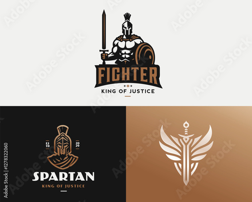 Knight medieval roman spartan warrior mascot logo template for sport team