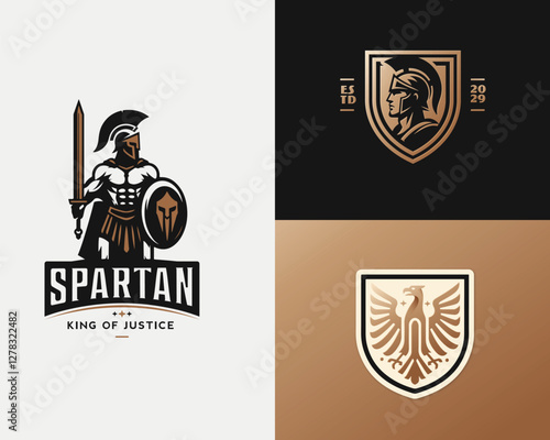 Knight medieval roman spartan warrior mascot logo template for sport team