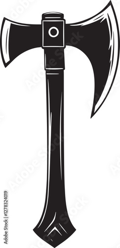 Double Bladed Axe Vector Illustration on White Background