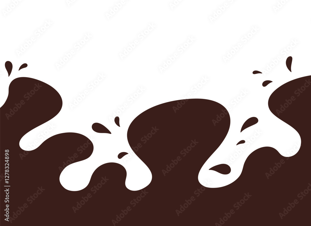 Chocolate splash, streaks, splashes. Organic shapes of liquid spots, hand-drawn background, vector. Modern minimalistic background for banners, posters, label covers. Color illustration, flat design Chocolate splash, streaks, splashes. Organic shapes of liquid spots, hand-drawn background, vector. Modern minimalistic background for banners, posters, label covers. Color illustration, flat design