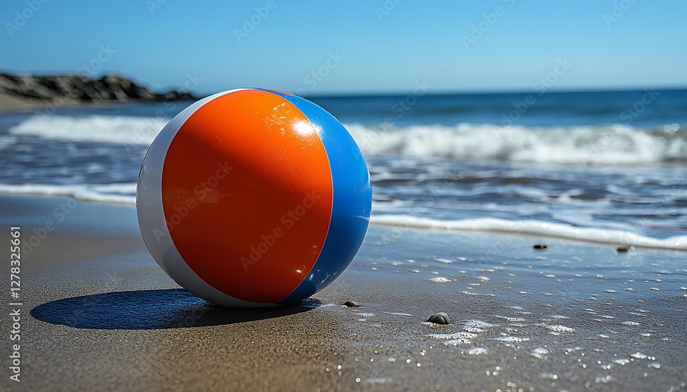 Obraz premium Beach ball, ocean waves, summer fun