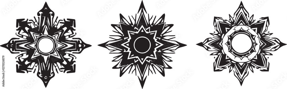 Naklejka premium Set of elements for flat design, patterns, ornaments, mandalas. Hand drawn vector illustration