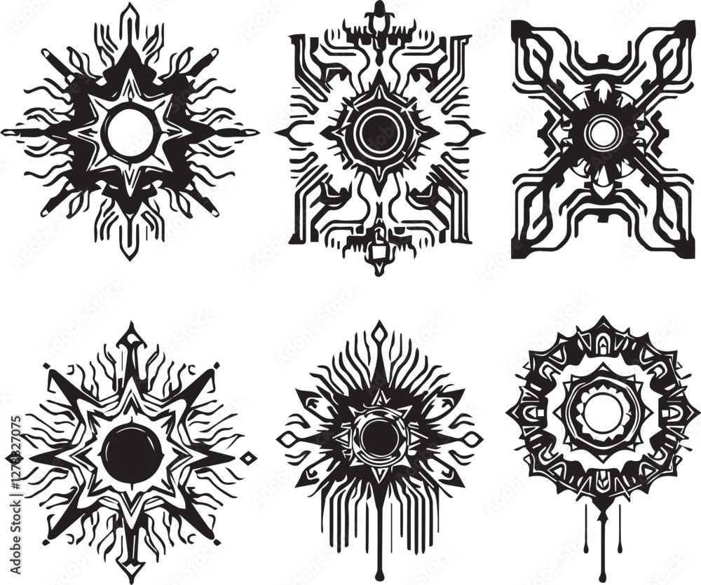 Set of elements for flat design, patterns, ornaments, mandalas. Hand drawn vector illustration Set of elements for flat design, patterns, ornaments, mandalas. Hand drawn vector illustration