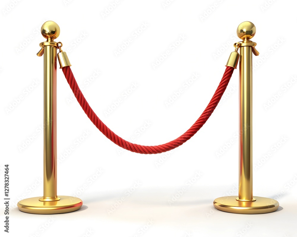 Golden pole barricade with red carpet isolated on white background
Golden pole barricade with red carpet isolated on white background