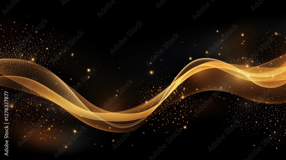 Flowing golden waves abstract background digital art dark environment artistic viewpoint Flowing golden waves abstract background digital art dark environment artistic viewpoint