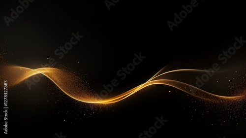 Dynamic golden waves abstract background graphic design dark environment artistic concept