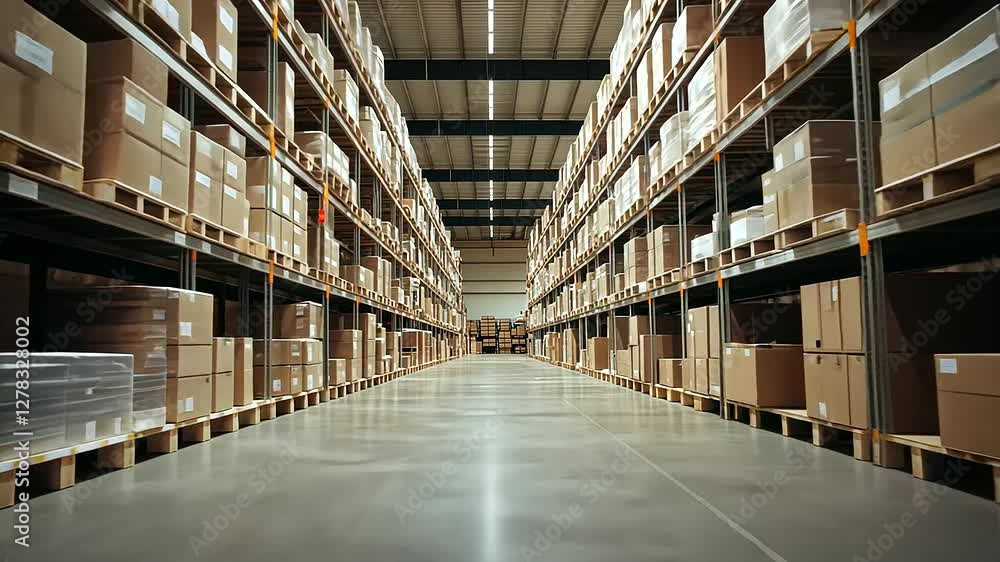 Warehouse with Automated Robots Managing Inventory and Shelves Warehouse with Automated Robots Managing Inventory and Shelves