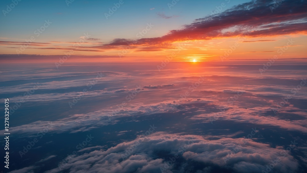 Vibrant Sunset Over Clouds With Expansive Sky Ideal For Text Overlay In Scenic Background Vibrant Sunset Over Clouds With Expansive Sky Ideal For Text Overlay In Scenic Background