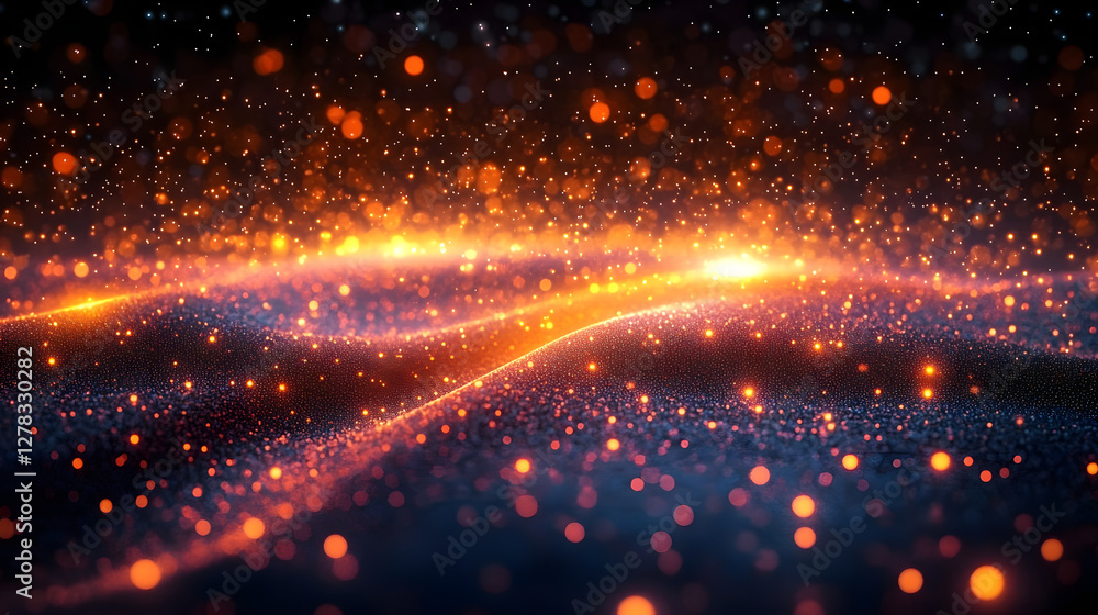 Radiant light particles creating a stunning digital landscape and futuristic atmosphere. Radiant light particles creating a stunning digital landscape and futuristic atmosphere.