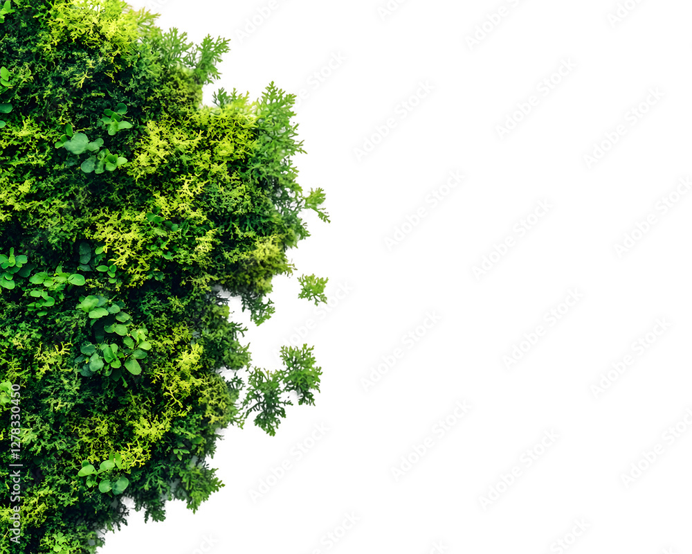 Obraz premium Lush green foliage with vibrant leaves on a transparent background. Ideal for design elements, PNG