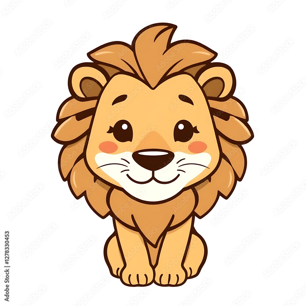 Adorable Lion Mascot Logo with a Cute and Friendly Expression on a Clean White Background Adorable Lion Mascot Logo with a Cute and Friendly Expression on a Clean White Background