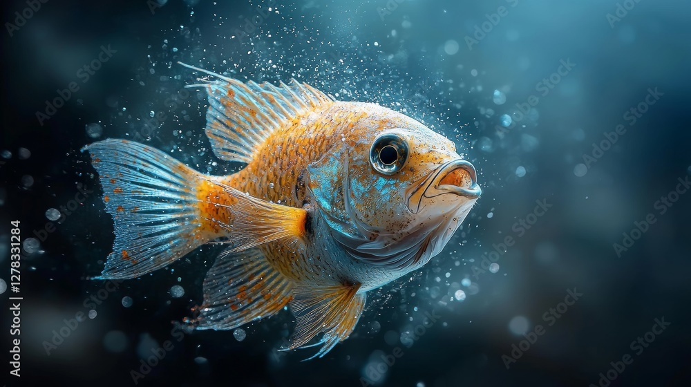 A Magical Underwater Journey: Discover the Golden Beauty of a Goldfish Swimming Gracefully While Encountering the Mysterious Deep Sea Anglerfish and its Enigmatic Bioluminescent Lure A Magical Underwater Journey: Discover the Golden Beauty of a Goldfish Swimming Gracefully While Encountering the Mysterious Deep Sea Anglerfish and its Enigmatic Bioluminescent Lure