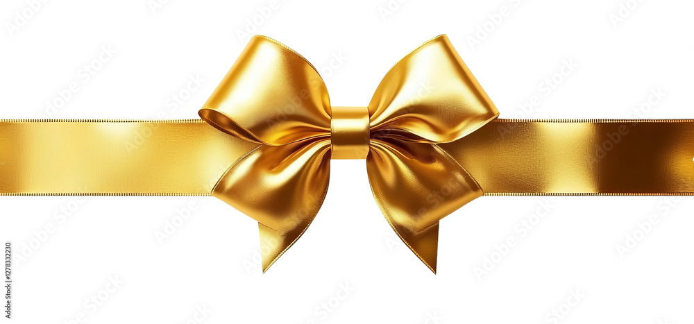 Golden ribbon and bow on transparent background. PNF format. Golden ribbon and bow on transparent background. PNF format.