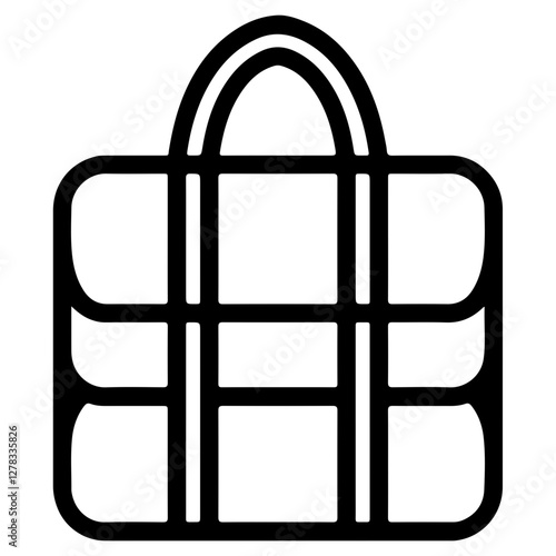 Grid Bag Icon in Black Line Art, Minimalist Design