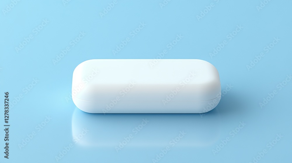 Minimalist white soap bar on light blue background for cleanliness and hygiene Minimalist white soap bar on light blue background for cleanliness and hygiene