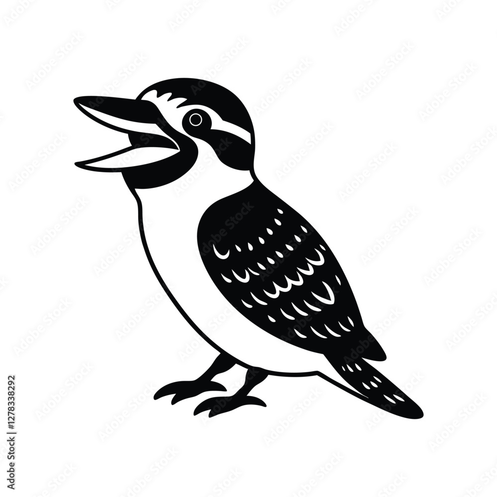 a vector silhouette of a kookaburra bird. a vector silhouette of a kookaburra bird.