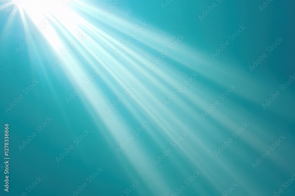 Light streams down through blue water surface environment Light streams down through blue water surface environment