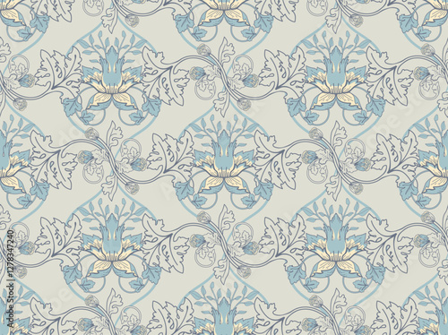 Seamless pattern in modern damask style for fabric, tapestry, wallpaper, wrapping paper.
