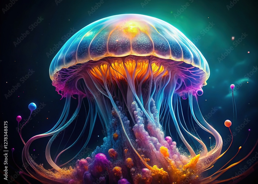 Mesmerizing Underwater Jellyfish Bloom, Vibrant Ocean Life Mesmerizing Underwater Jellyfish Bloom, Vibrant Ocean Life